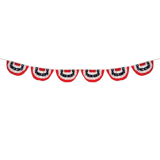 6 Panel Patriotic Pleated Fan Bunting String - 9"