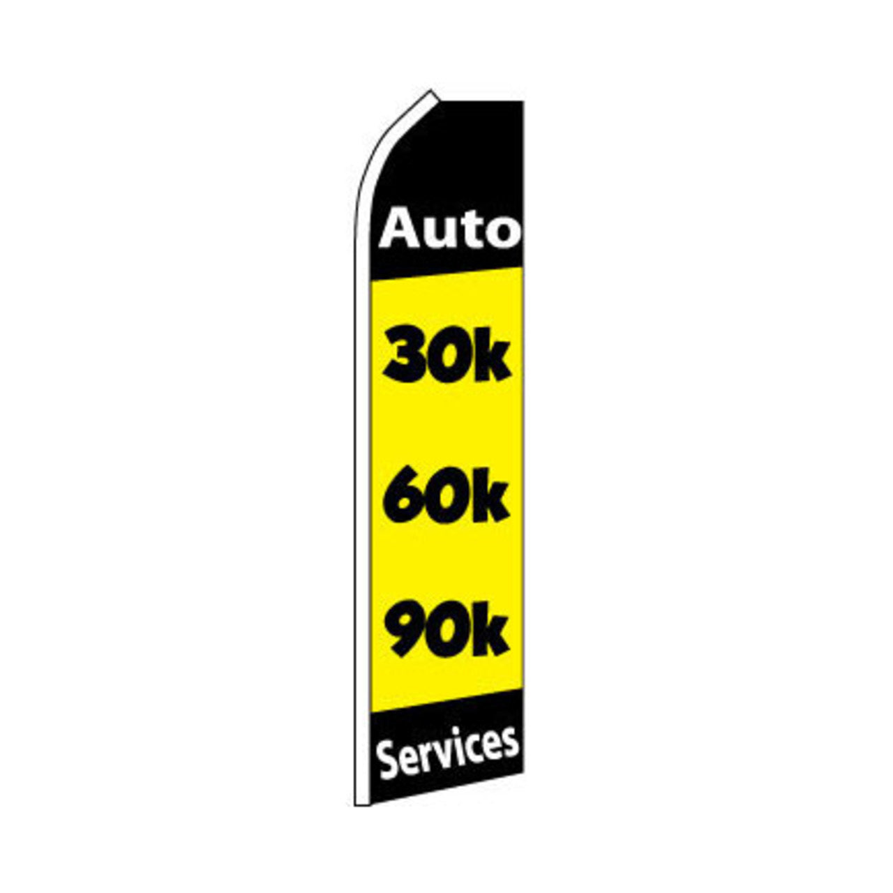 Auto Services Swooper Flag - 30K-60K-90K - 11.5ft x 2.5ft