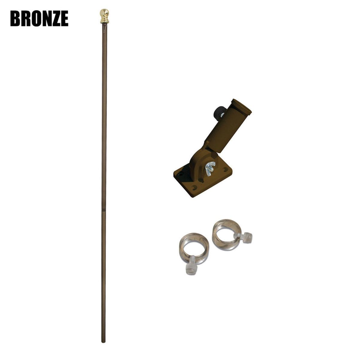 American flagpole kit with pole, rings, and mounting base