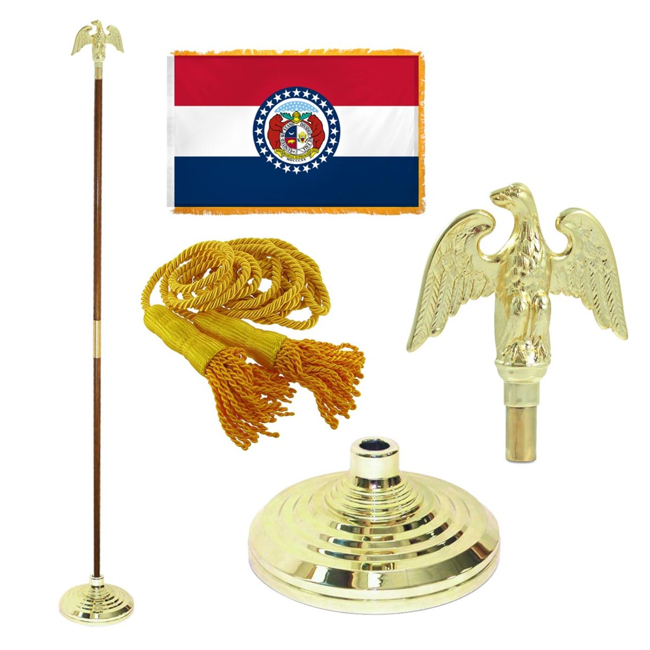 Super Tough Indoor Flagpole Kit with Nylon 4' x 6' Missouri Flag
