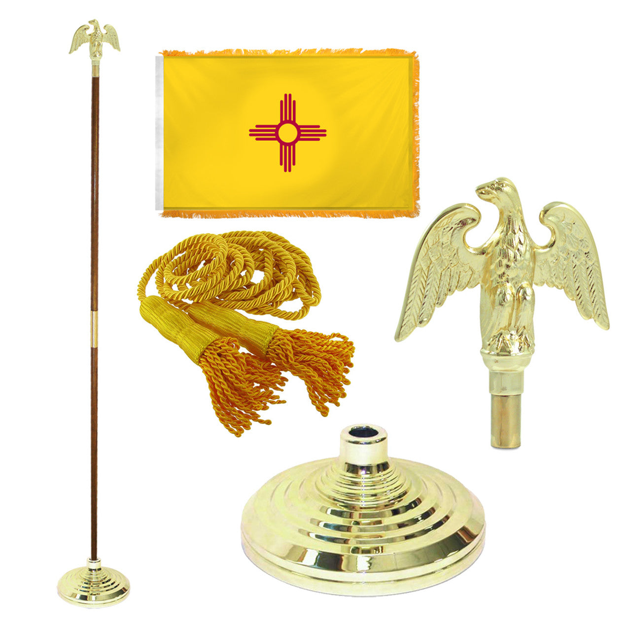 Super Tough Indoor Flagpole Kit with Nylon 3' x 5' New Mexico Flag