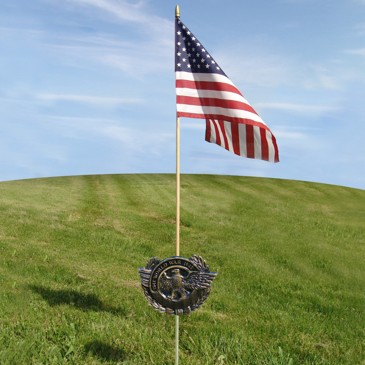 American Flag On A Stick - 20 X 10 Inch Handheld Nylon Flag With 26" Plastic Pole
