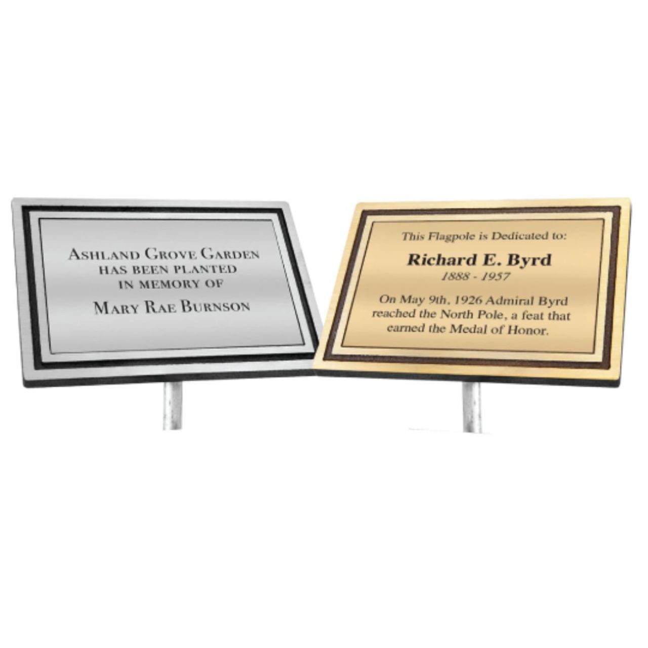 Custom 8" x 6" Silver/Black Memorial Plaque with 24" Ground Spike