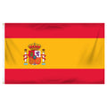 The flag of Spain, featuring a vertical stripe design with a red stripe on the left and a yellow stripe on the right, containing the national emblem in the center.