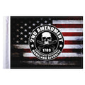 American flag with 2nd Amendment graphic featuring a skull and crossed rifles.