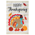 Happy Thanksgiving card with a turkey design on a beige background