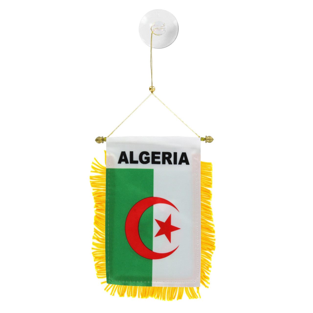 Flag of Algeria with yellow fringe on a white background