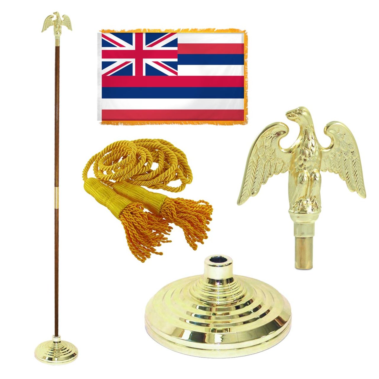 Super Tough Indoor Flagpole Kit with Nylon 3' x 5' Hawaii Flag