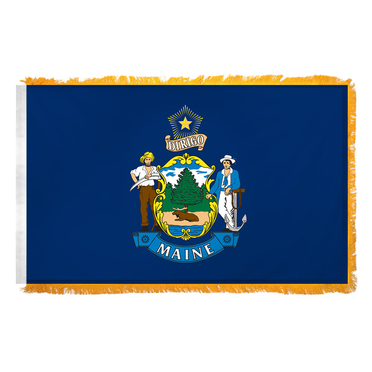 Maine 4X6ft Nylon Flag with Indoor Pole Hem and Fringe