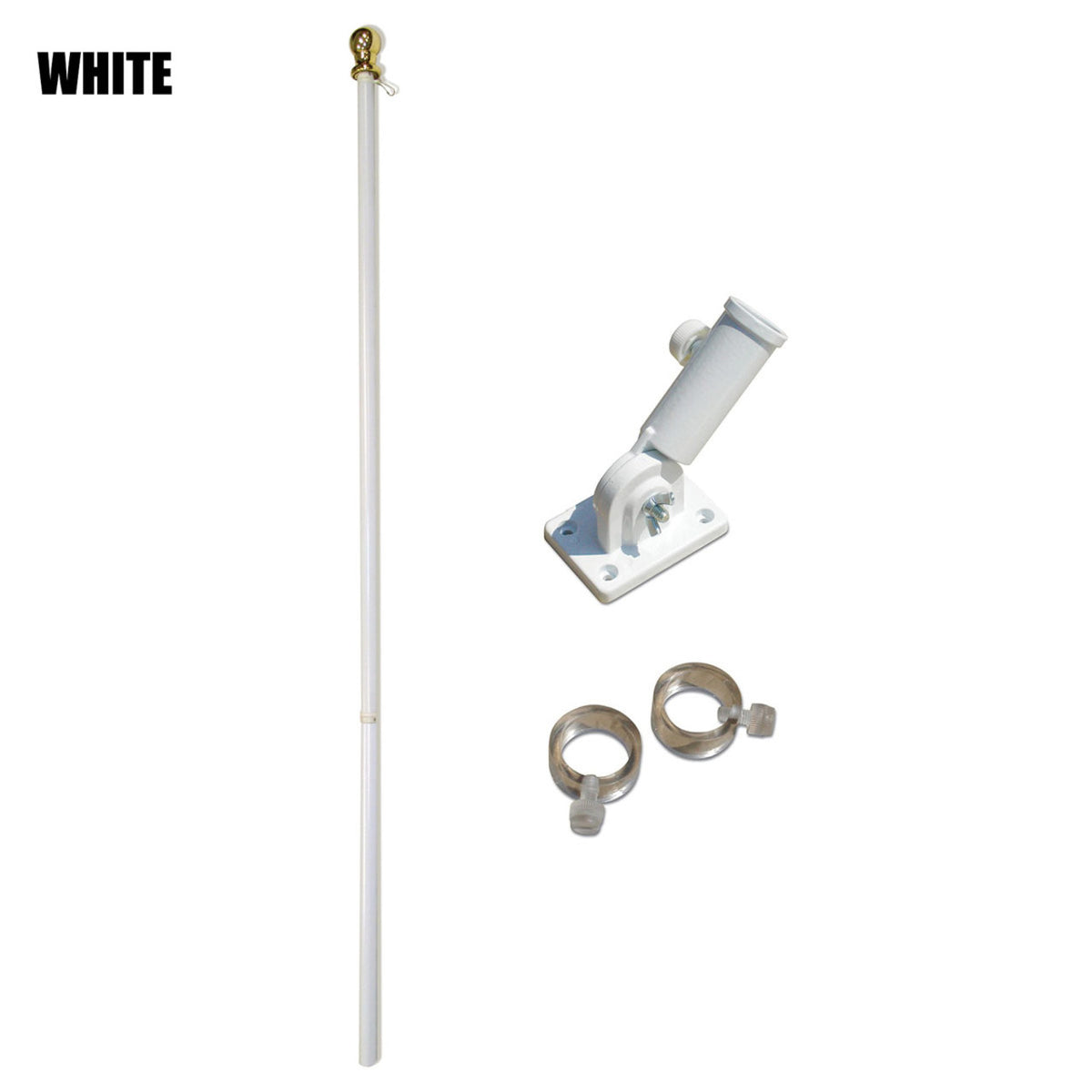 American flagpole kit with pole, rings, and mounting base