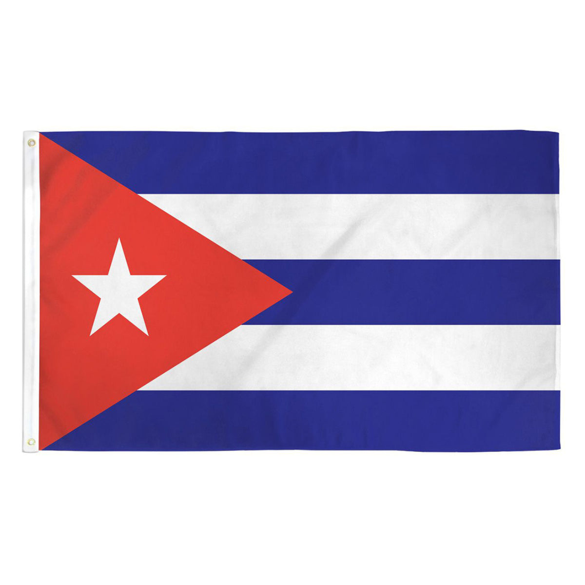 Flag of Cuba with red, white, and blue colors on a white background