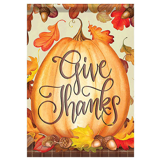 Give Thanks Thanksgiving Garden Flag