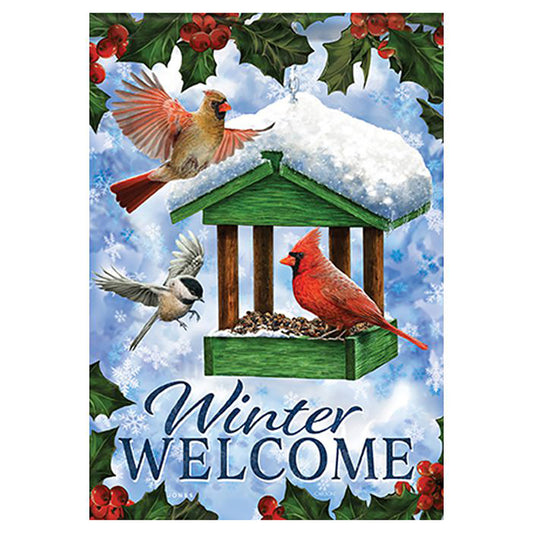 Carson Christmas Garden Flag - Birdfeeder in Snow