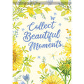Decorative flag with a floral design with 'Collect Beautiful Moments' text on a white background