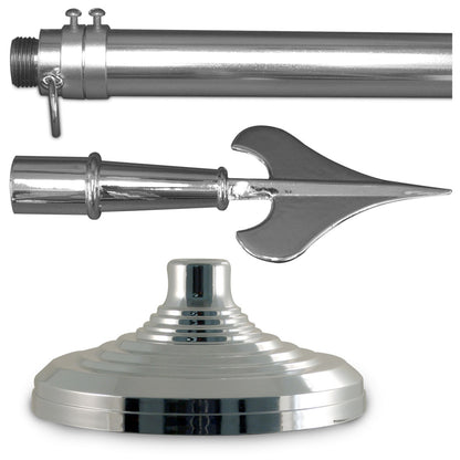 Super Tough Silver Indoor 8ft. Flagpole Kit with Army Spear - No Flag