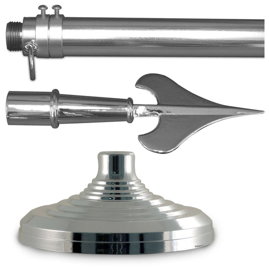 Super Tough Silver Indoor 8ft. Flagpole Kit with Army Spear - No Flag