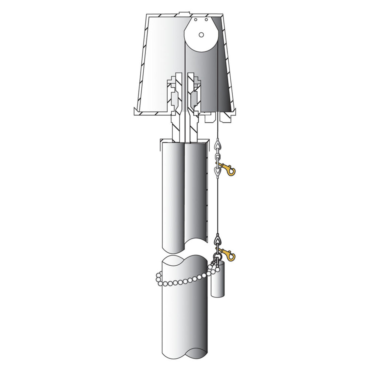 ECV25 Vanguard Internal Halyard Series 25ft Commercial Flagpole - .188in Wall Thickness - 6in Butt Diameter