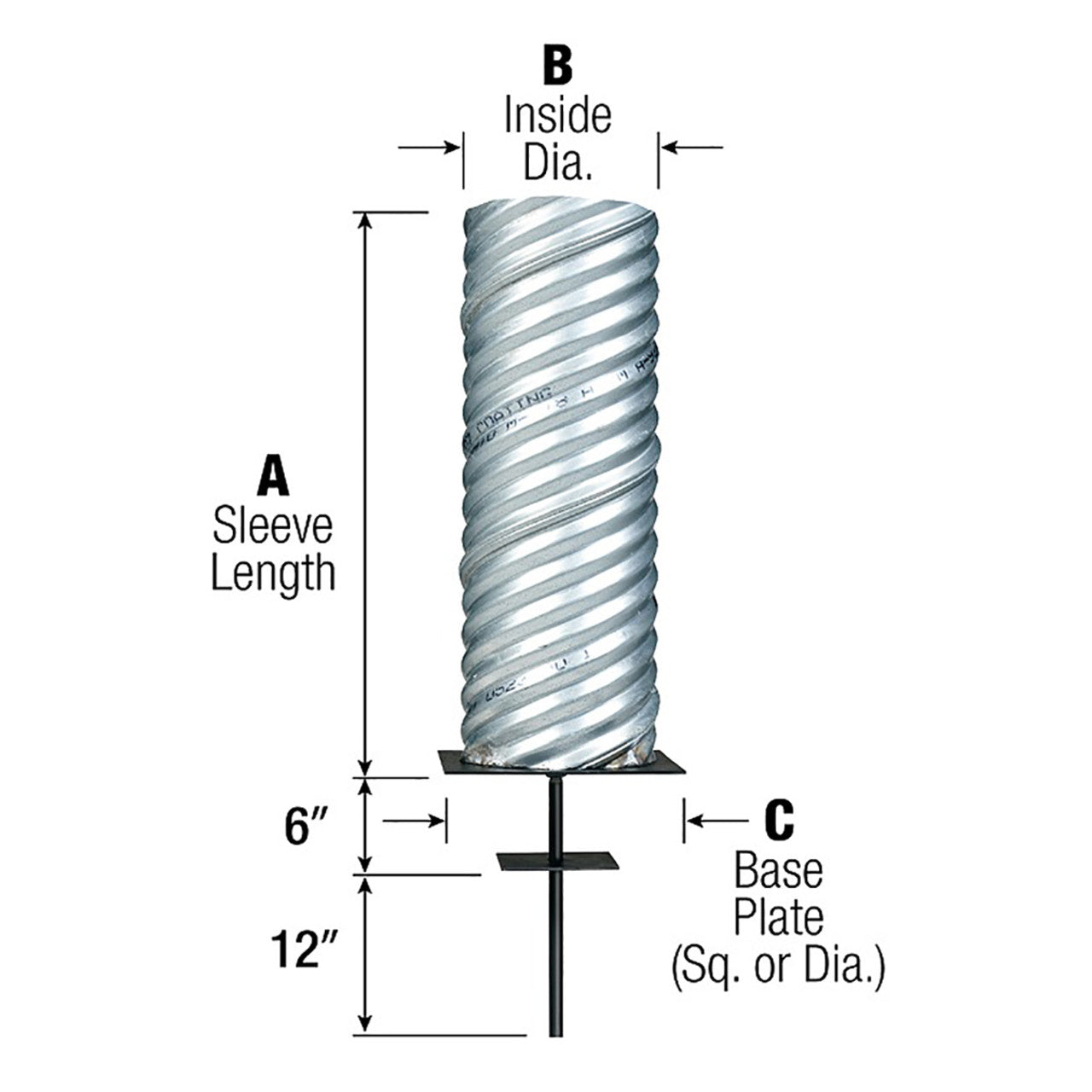 Steel Ground Sleeve - 4" Diameter - 20' High Flagpoles