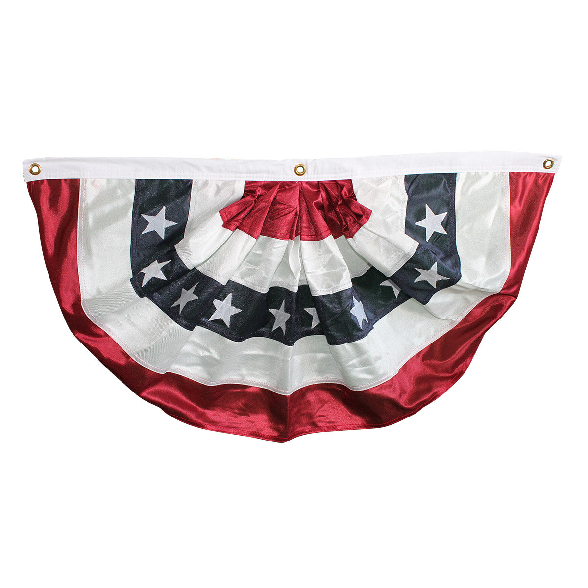 Bunting flag with red, white, and blue colors on a white background