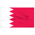 Flag of Bahrain with white intersecting red forming triangular shaped connecting points