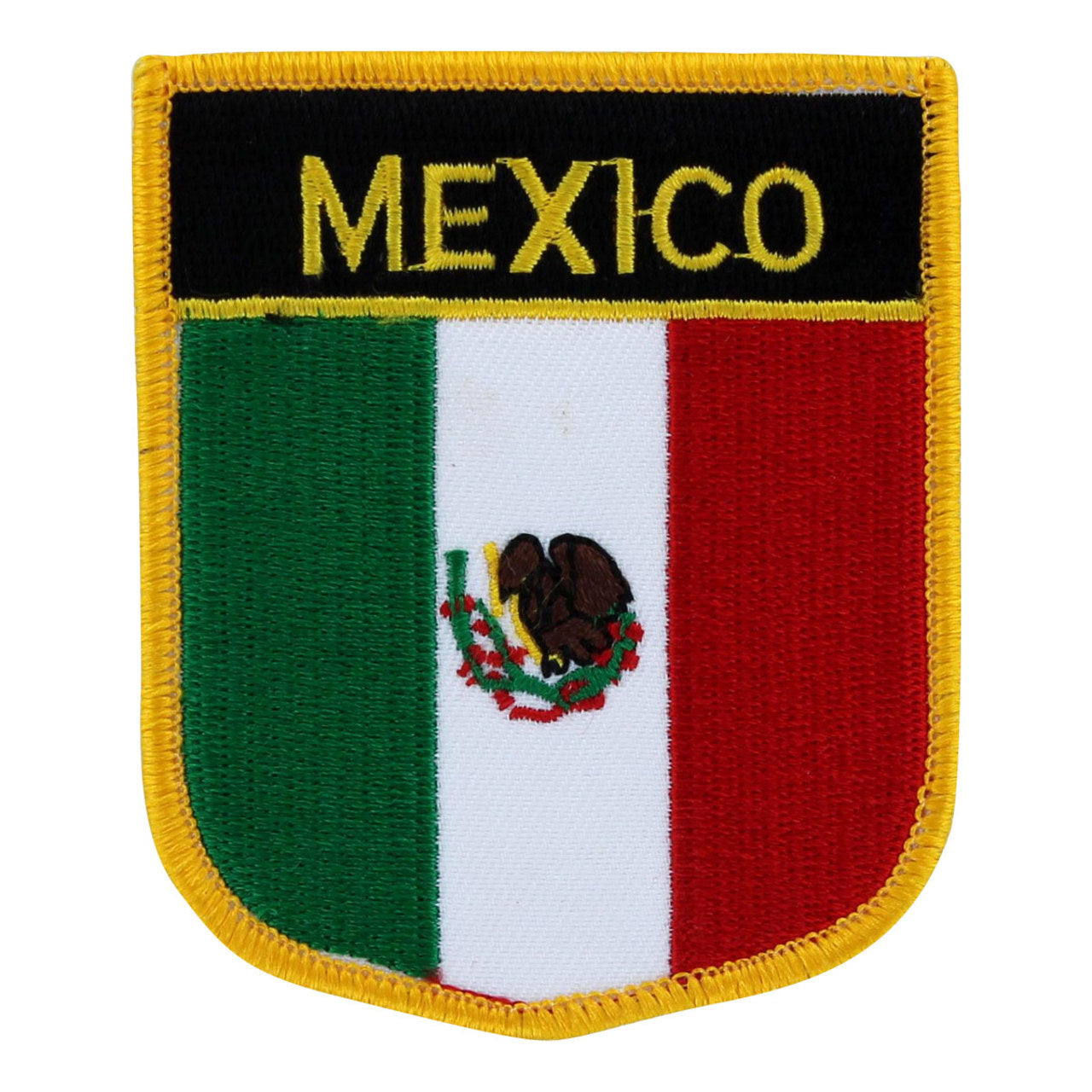 Mexico flag patch with 'MEXICO' text on a white background