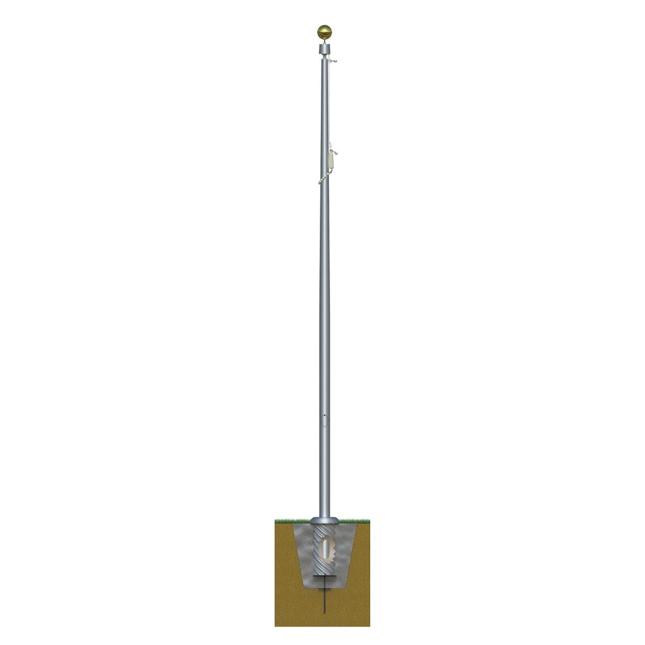 Xtreme Internal Reinforced with Winch Series 70ft 3 Sections Commercial Flagpole - .375in Wall Thickness - 12in Butt Diameter