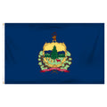 Vermont state flag featuring the full-color state coat of arms and 'Vermont, Freedom and Unity' motto on a solid azure blue field.
