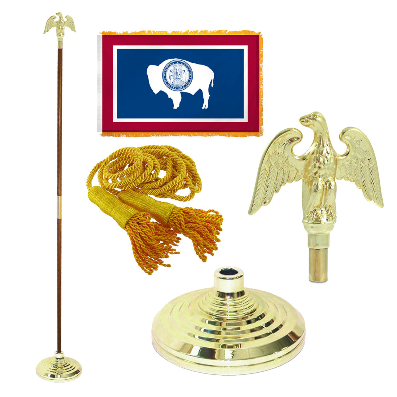 Super Tough Indoor Flagpole Kit with Nylon 3' x 5' Wyoming Flag