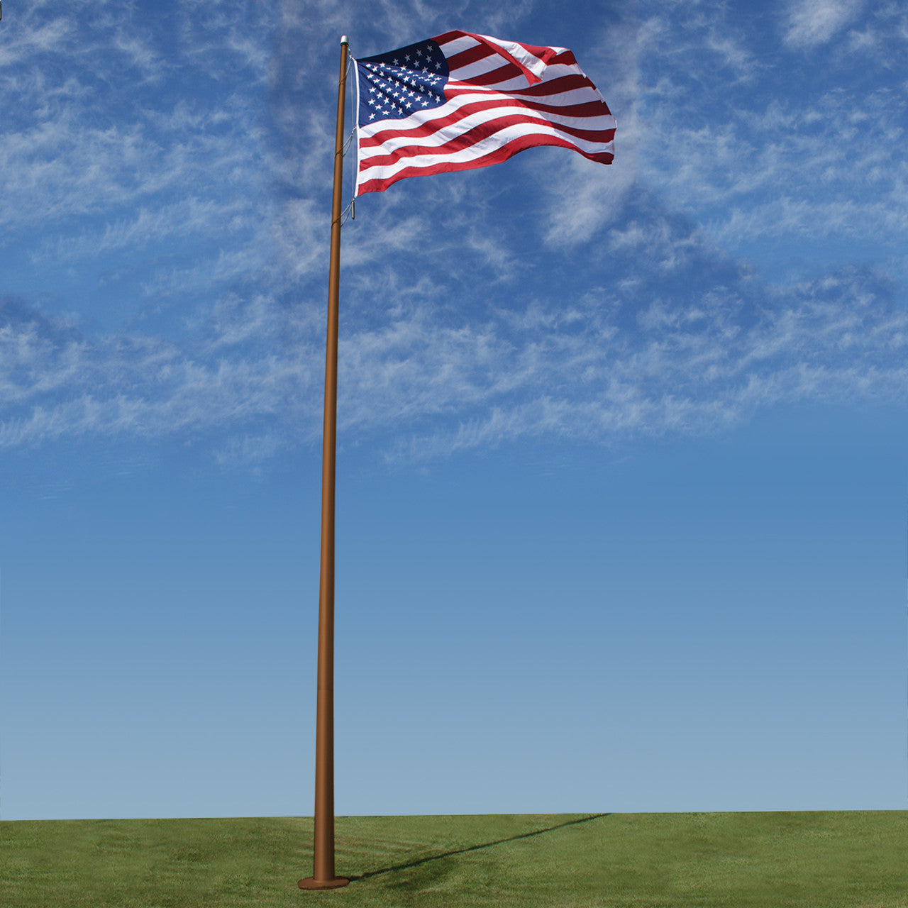 ECA35IH Deluxe Internal Halyard Series 35ft Commercial Flagpole - .156in Wall Thickness - 7in Butt Diameter