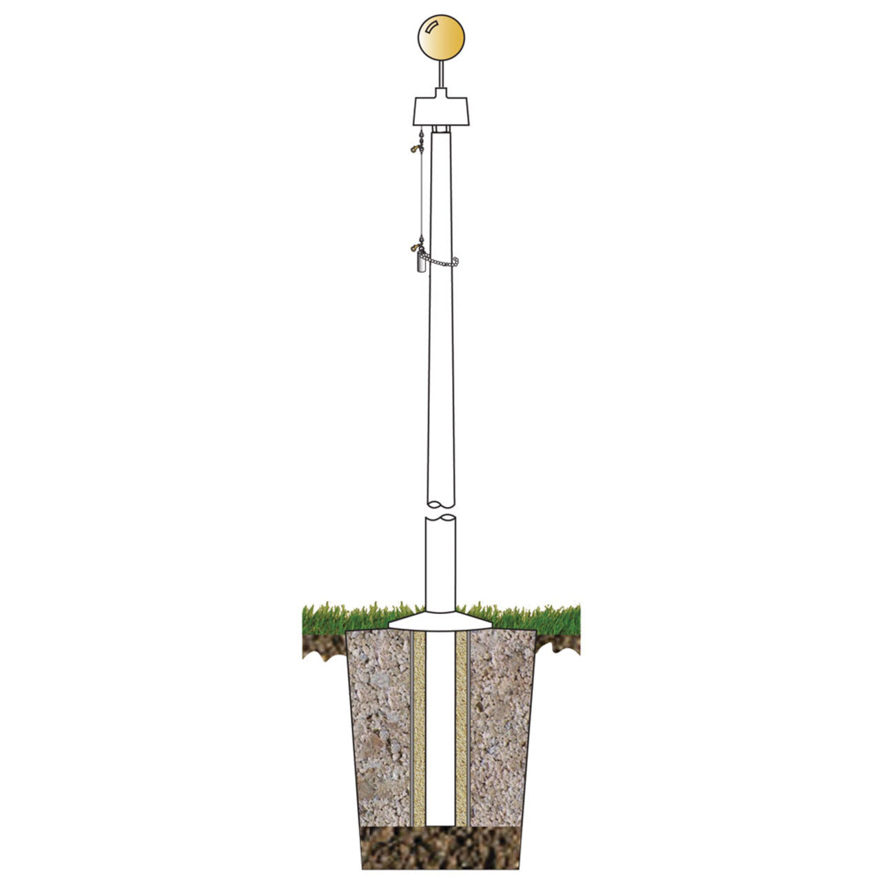 ECV25 Vanguard Internal Halyard Series 25ft Commercial Flagpole - .188in Wall Thickness - 6in Butt Diameter