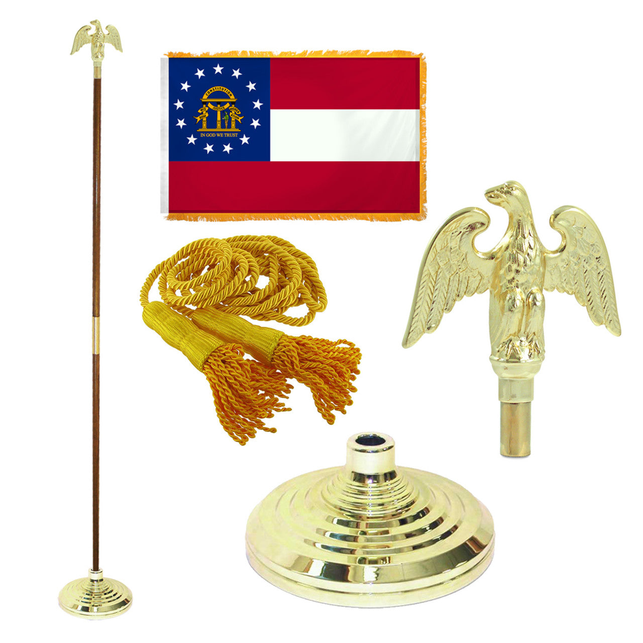 Super Tough Indoor Flagpole Kit with Nylon 3' x 5' Georgia Flag