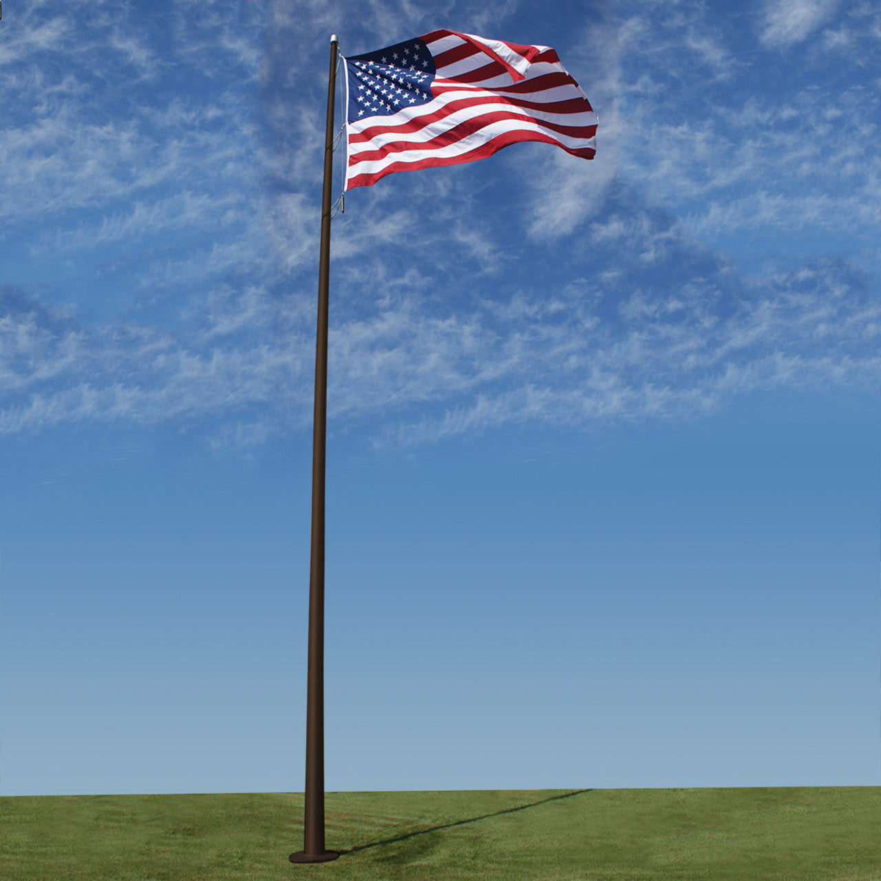EC45IH Deluxe Internal Halyard Series 45ft 2 Sections Commercial Flagpole - .188in Wall Thickness - 8in Butt Diameter