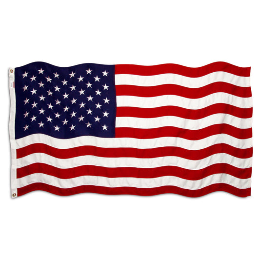 American flag waving on a white background