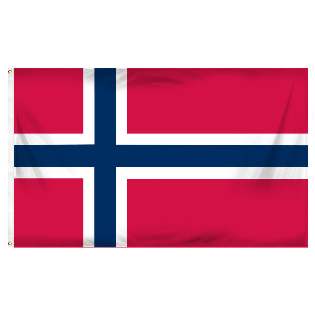 Flag of Norway with red, blue, and white colors on a white background