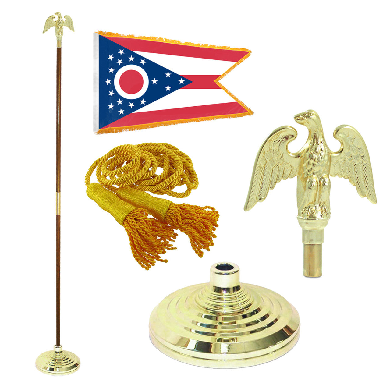 Super Tough Indoor Flagpole Kit with Nylon 4' x 6' Ohio Flag