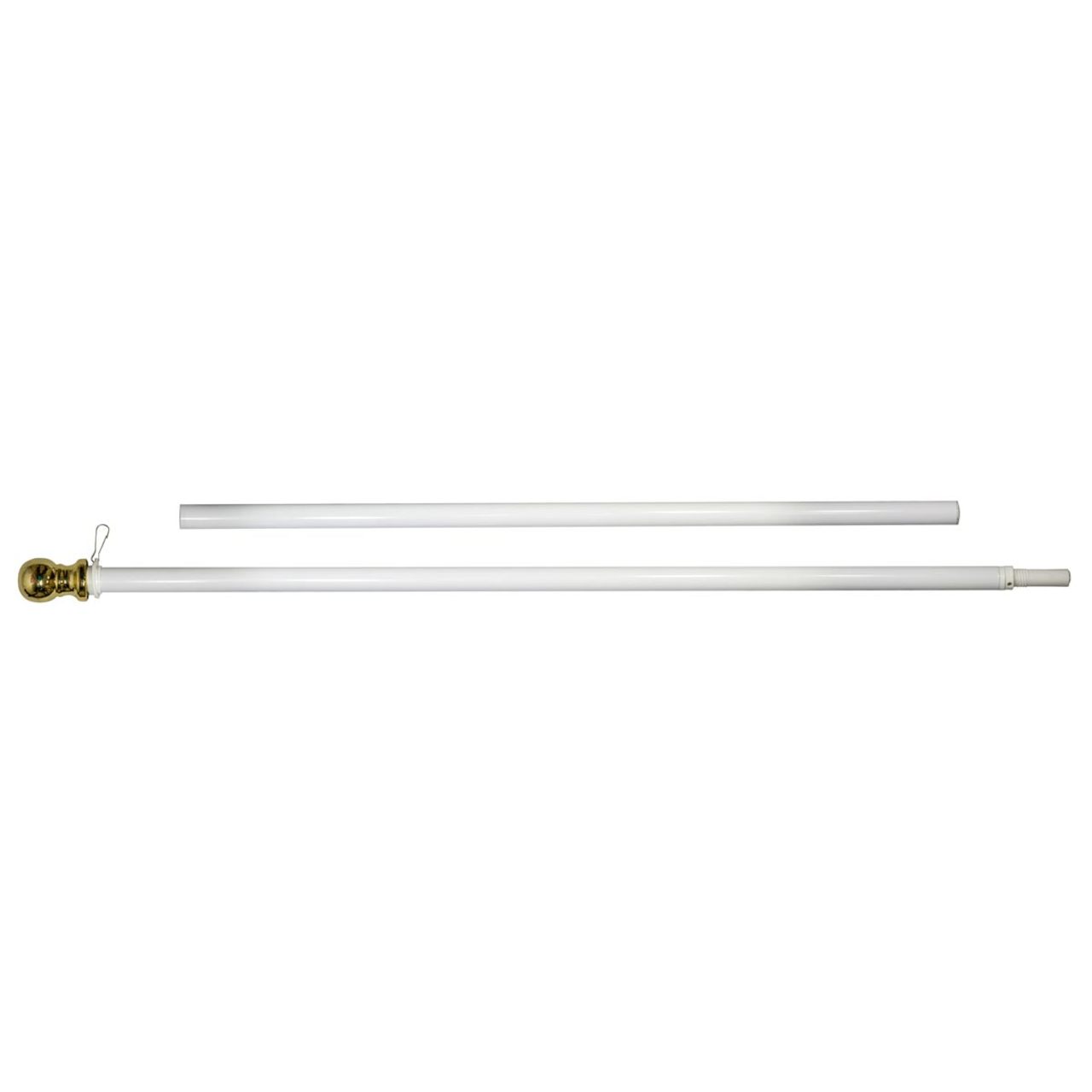 Valley Forge Outdoor White Aluminum 6' 2-Piece Spinning Pole Kit w/ Sewn Nylon 3' x 5' American Flag and 1" White Adjustable Cast Aluminum Bracket