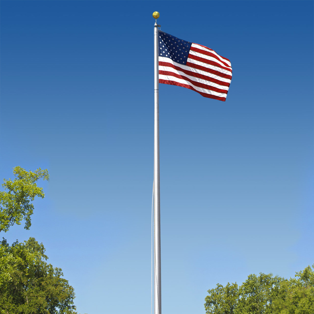 Super Tough 25ft Aluminum Sectional Heavy Duty Residential Flagpole - Satin Finish