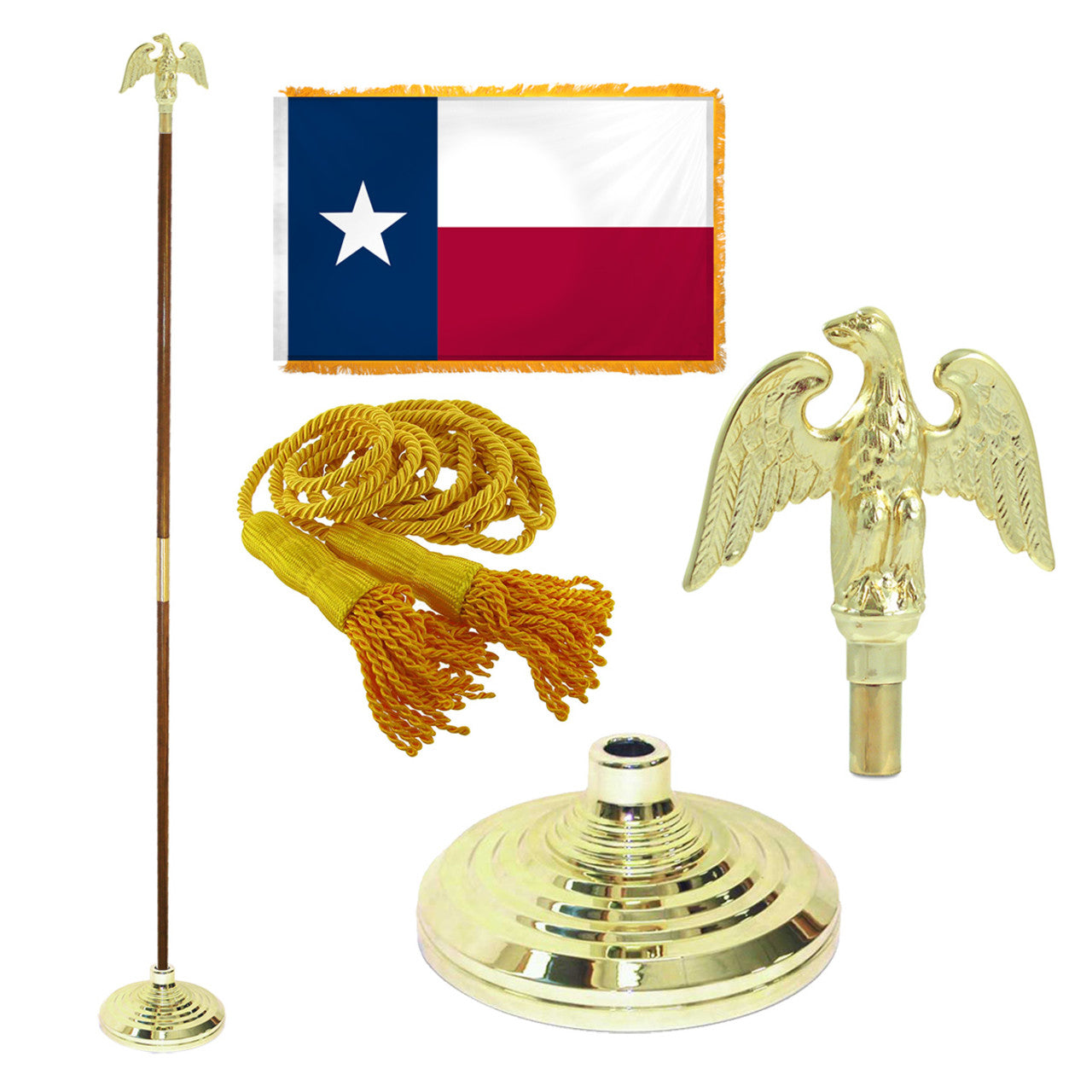 Super Tough Indoor Flagpole Kit with Nylon 4' x 6' Texas Flag