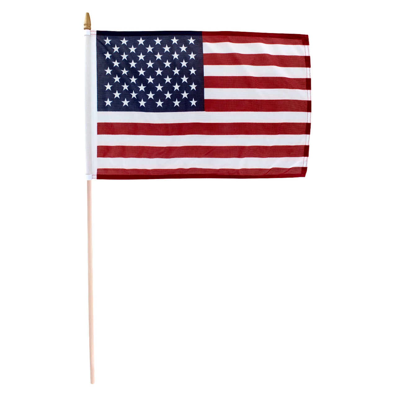 Single Sided American Stick Flag - Durable Knit Polyester - 12" x 18"