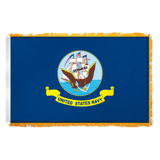 Indoor Navy Flag 3ft x 5ft Nylon w/ Fringe