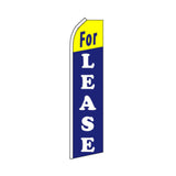 For Lease swooper flag with yellow top and blue bottom on a white background