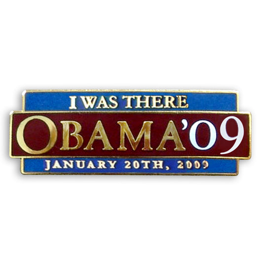 Pin with 'I Was There Obama '09' text on a white background