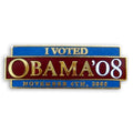 Pin with 'I Voted Obama '08' text on a white background