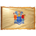New Jersey state flag with a coat of arms design on a beige background