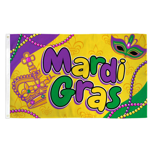 Mardi Gras Bead Flag - 3ft x 5ft Printed Polyester