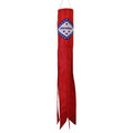 Red windsock with Arkansas state emblem on a white background