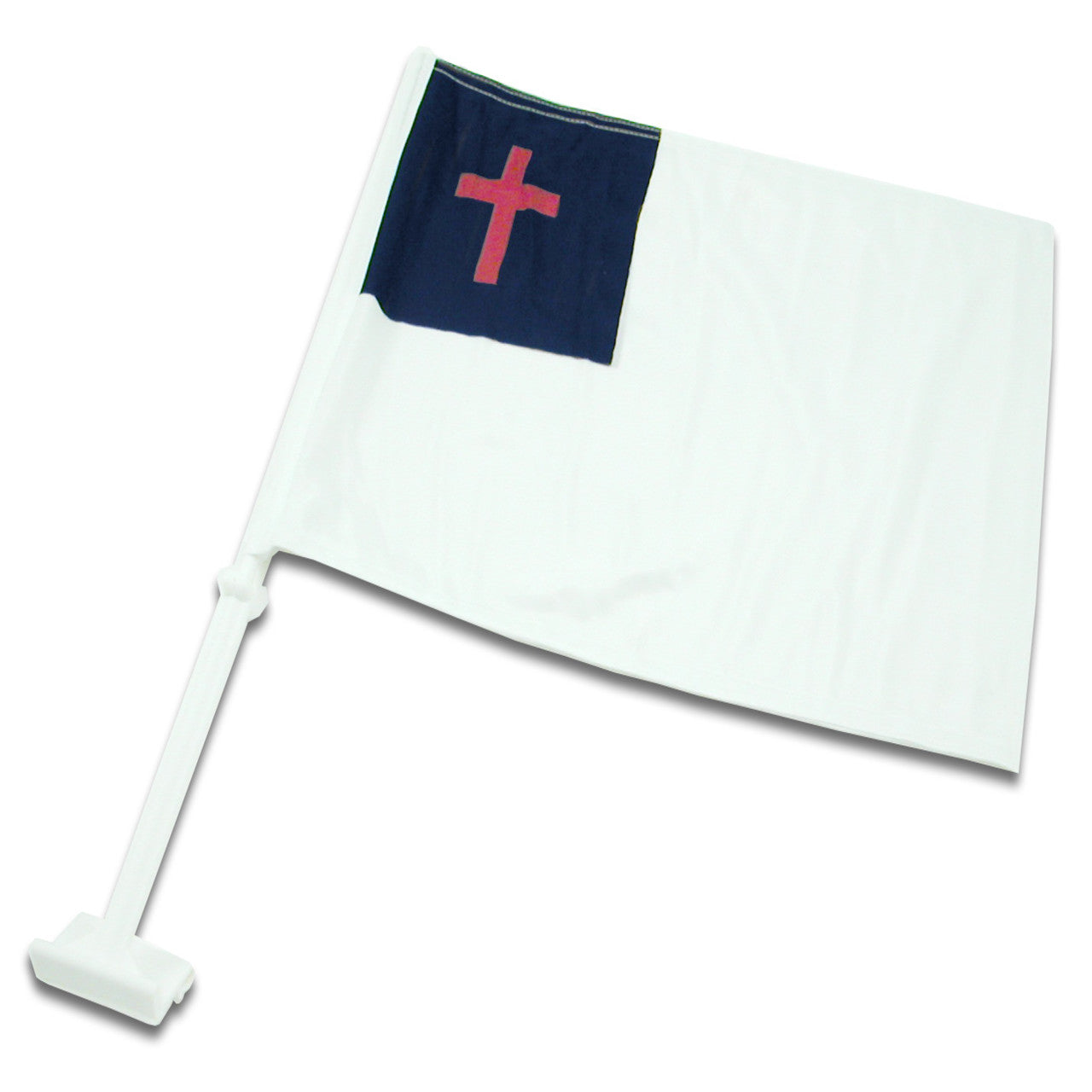 Car flag with a red cross on a blue background