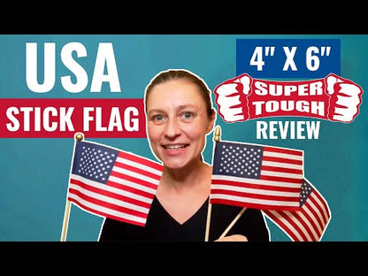 Super Tough 4"x6" Cotton US Stick Flag with Spear Tip - Minimum of 12