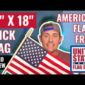 Super Tough 12"x18" US Stick Flag with 30"x3/8" Wood Staff - No Fray 12 Pack