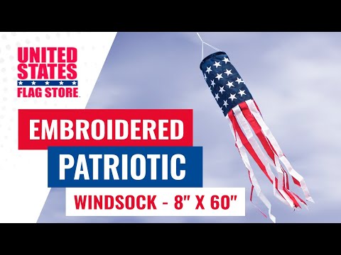 Embroidered Patriotic Windsock - 8" x 60"